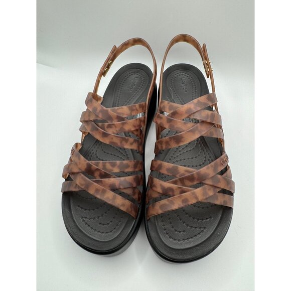Crocs Brooklyn Tortoise Strappy Wedge Platform Sandals Women's Size 8 - Picture 6 of 11